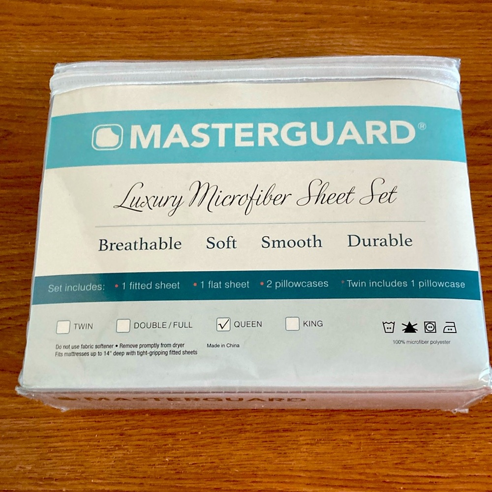 Queen size, Luxury microfibre sheet set, new in original packaging, gray
